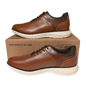 Perry Ellis Brown Leather Perforated Lace-Up Oxfords with Cream Sole